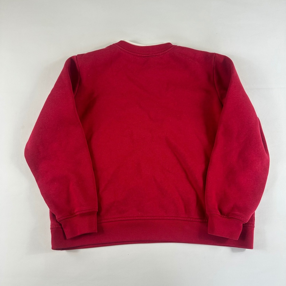 Youth M Red Crewneck Sweatshirt Long Sleeve Leaf Patch Applique Pullover Top‎ - Picture 3 of 5